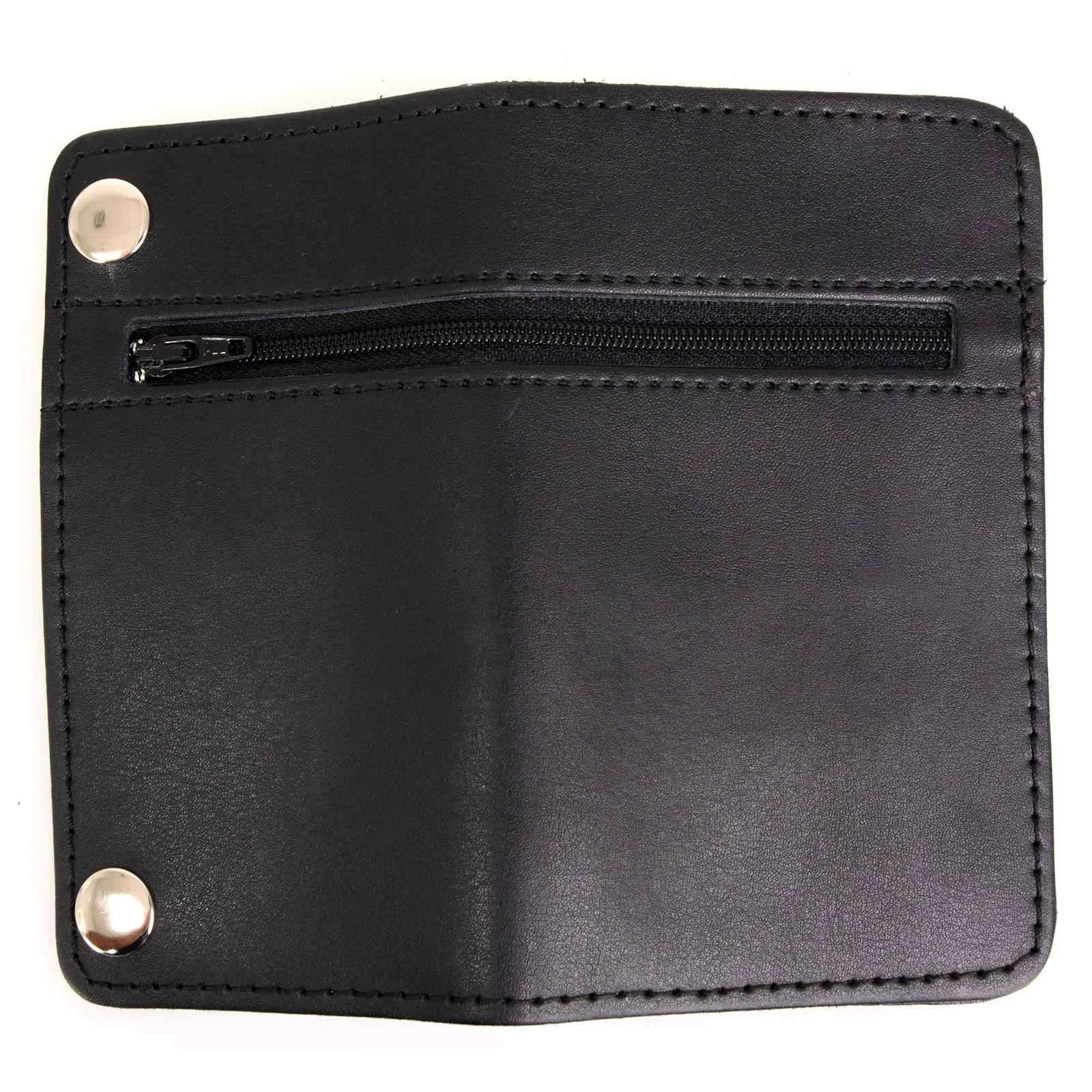 Milwaukee Leather MLW7882 Men's 6” Black Leather Biker Wallet w/ Outer Pocket - Bi-Fold Anti-Theft Stainless Steel Chain