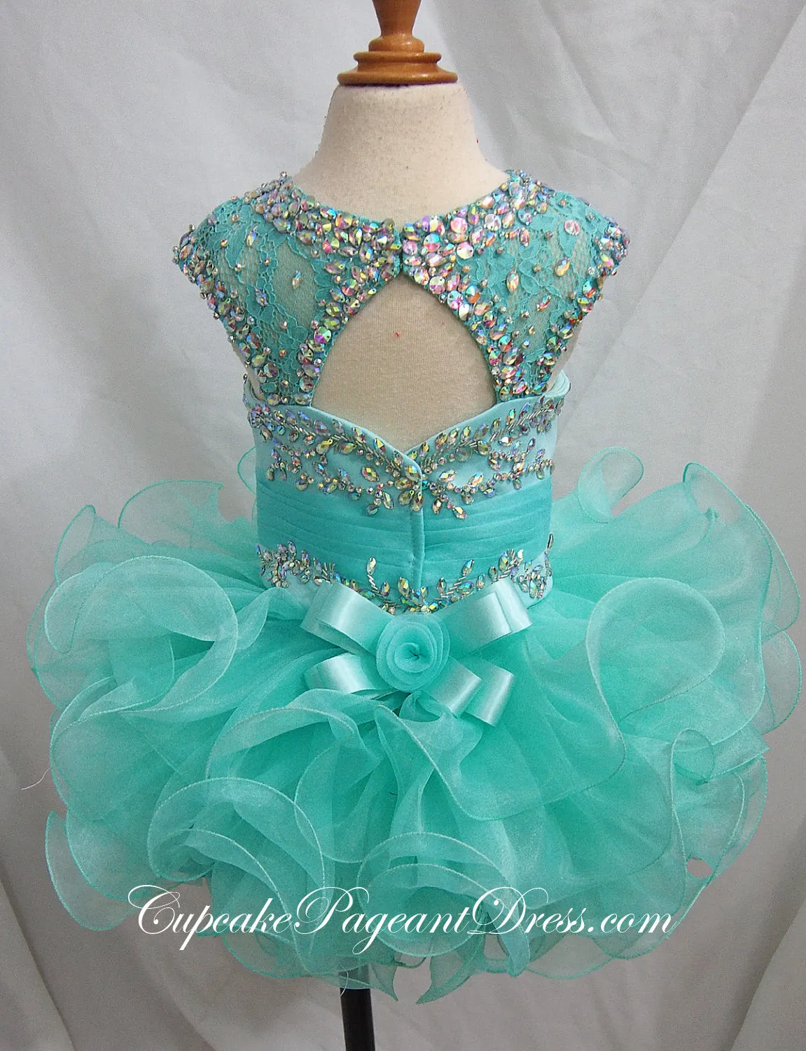 Mint Beaded Bodice Little Girl/Baby/Infant/Child Cupcake Pageant Dress