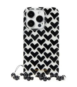 Modernist Hearts iPhone 14 Pro Wristlet Case Clear Multi