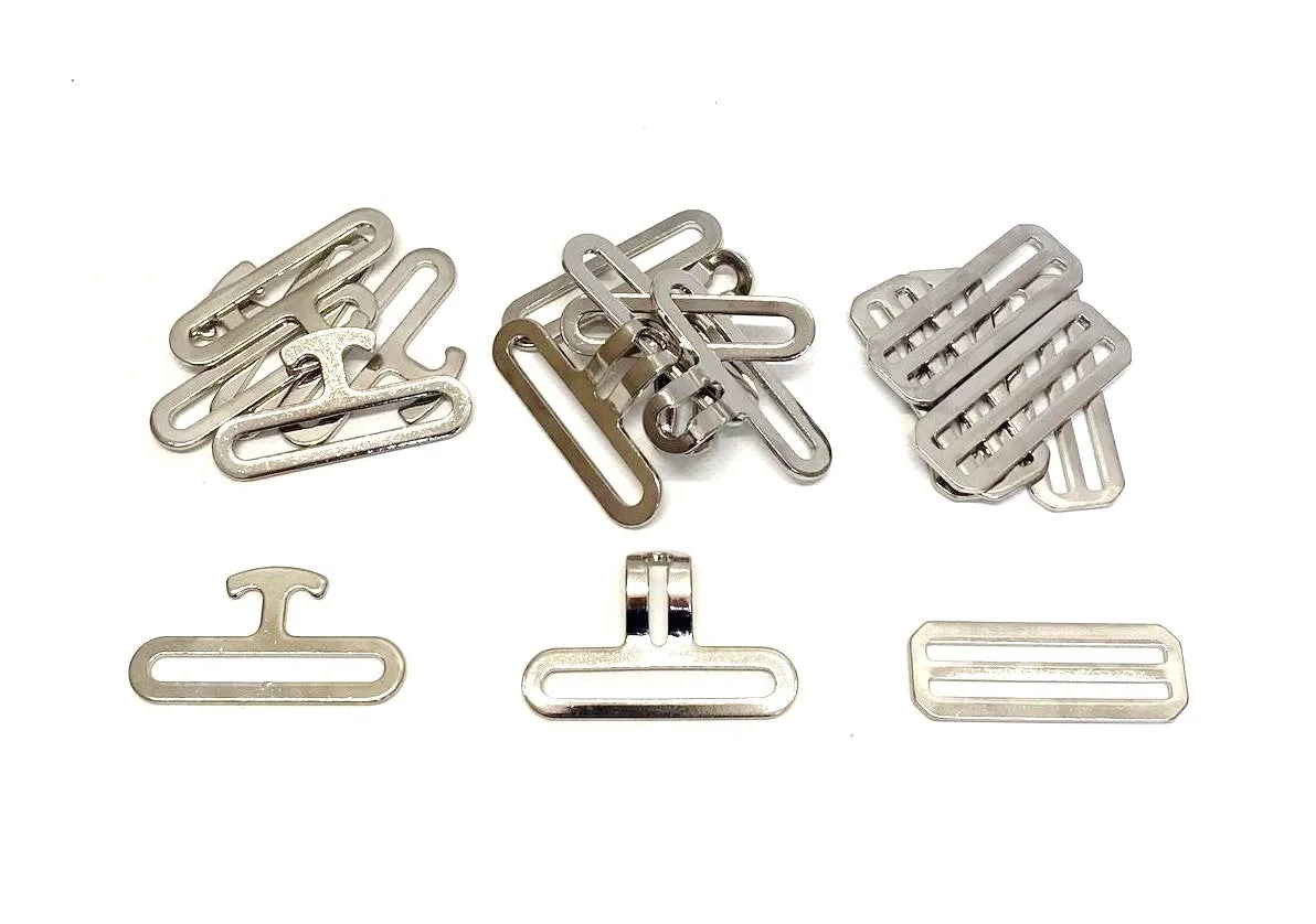 New 2"/50mm Nickel Plated Surcingle Clip Sets Male Female 3 Bar Slides Ideal For Horse Rug Repairs