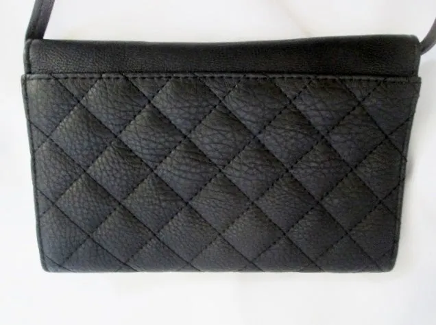 NEW BETSEY JOHNSON Quilted Vegan Shoulder Bag Purse Swingpack Wallet BLACK