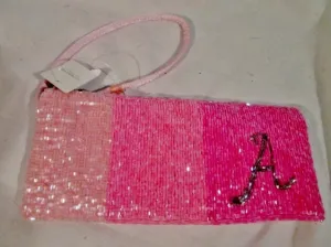 NEW NWT LIZ CLAIBORNE "A" BEAD Wristlet Coin Purse Wallet Clutch Baguette PINK Pouch