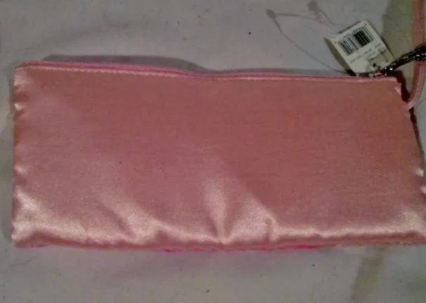 NEW NWT LIZ CLAIBORNE "A" BEAD Wristlet Coin Purse Wallet Clutch Baguette PINK Pouch