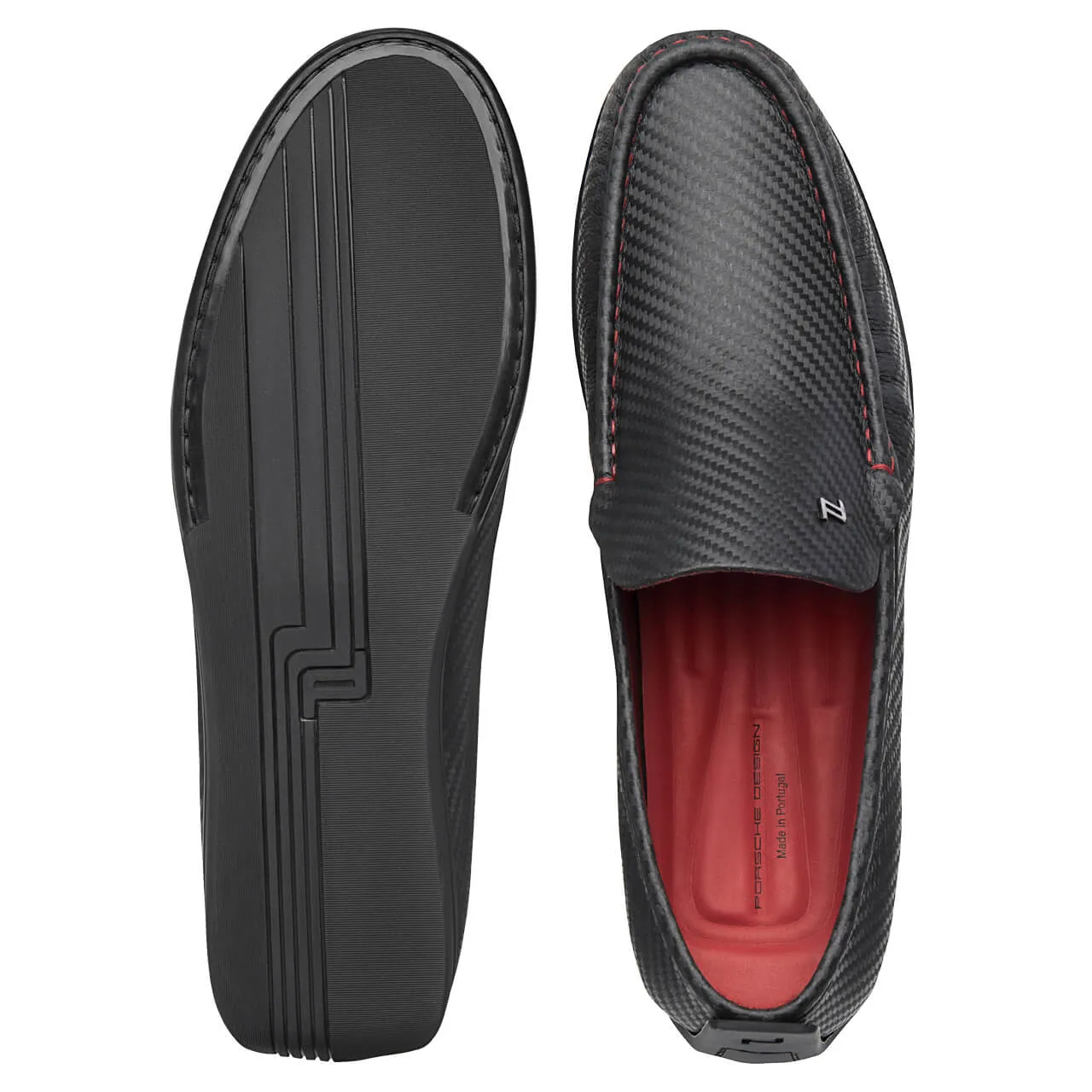 NEW Porsche Beverly Hills Carbon Design Black/Red Moccasins US 7.5 MSRP $355