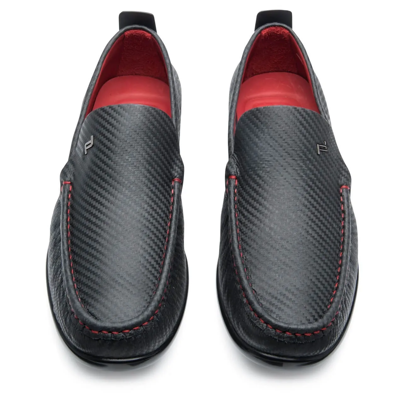 NEW Porsche Beverly Hills Carbon Design Black/Red Moccasins US 7.5 MSRP $355