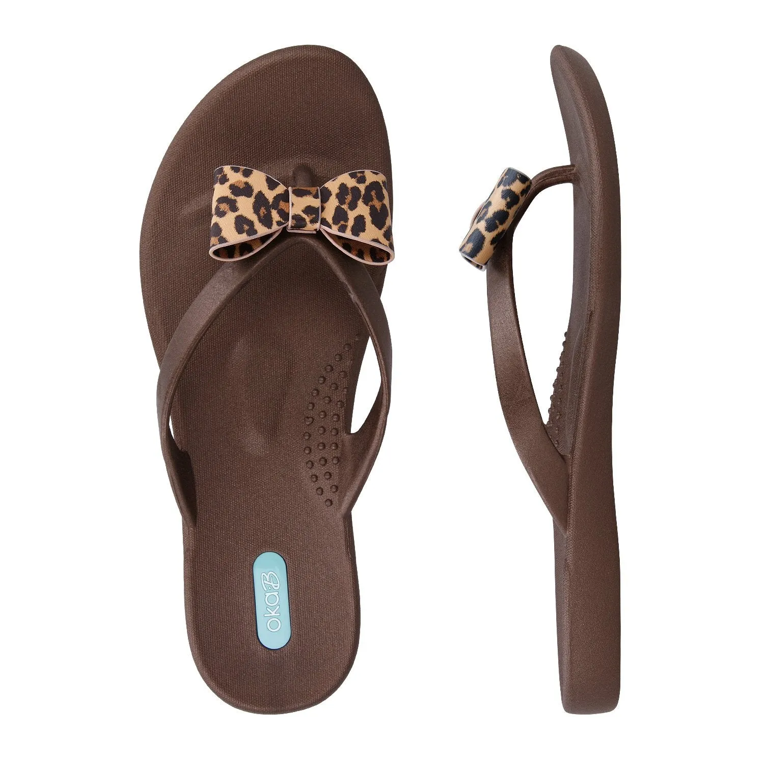 Oka-B Cassina Animal Print Bows Flip Flops