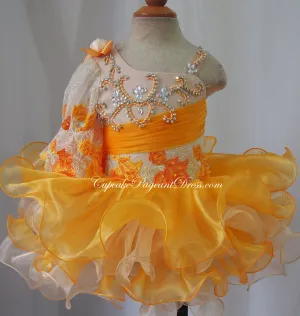 One Shoulder Beaded Lace Little Girls/Infant/Newborn/ Pageant Dress