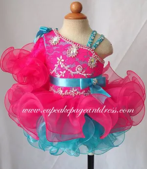 One Shoulder Lace Kids Cupcake Pageant Dress For Gifts,New Year