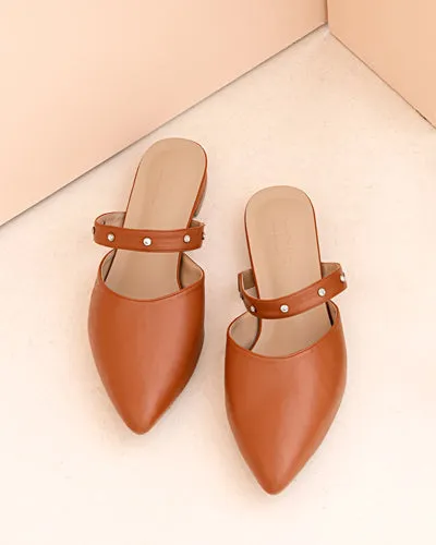 Precious Pointed Beaded Flats - Sunset Brown