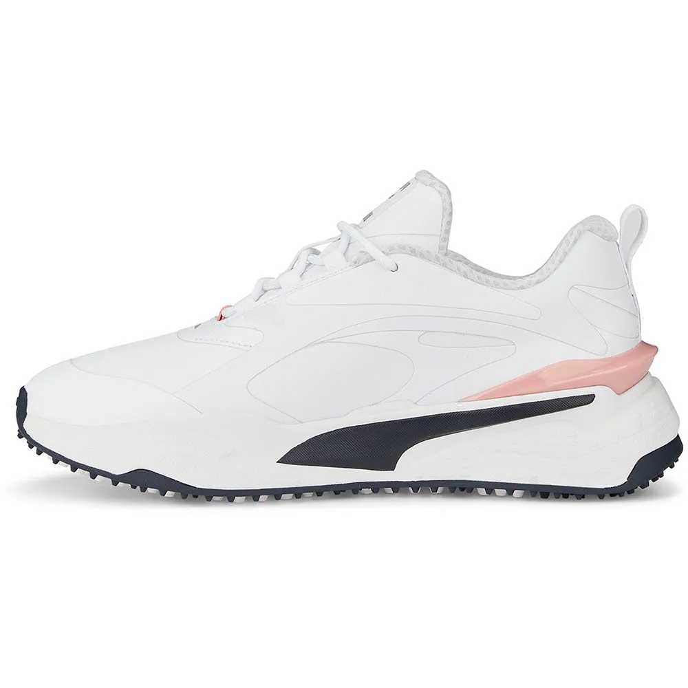 Puma Ladies GS-FAST Spikeless Shoes - White/Navy Blazer/Flamingo Pink