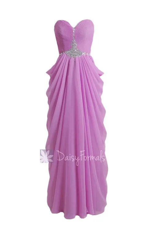 Purple Chiffon Prom Dress Sweetheart Beaded A-line Chiffon Bridesmaid Dress(PR72168)