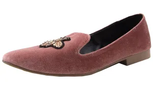 Qupid Women's Beaded Slip On Smoking Loafer Flat