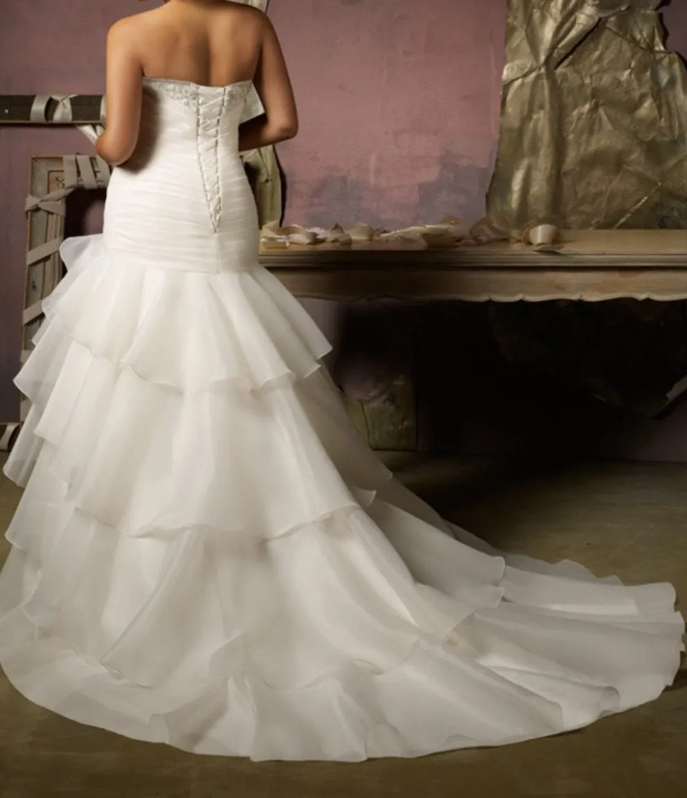 Ruffled Tiered organza plus size wedding dress at Bling Brides Bouquet online Bridal Store