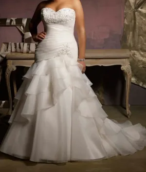 Ruffled Tiered organza plus size wedding dress at Bling Brides Bouquet online Bridal Store