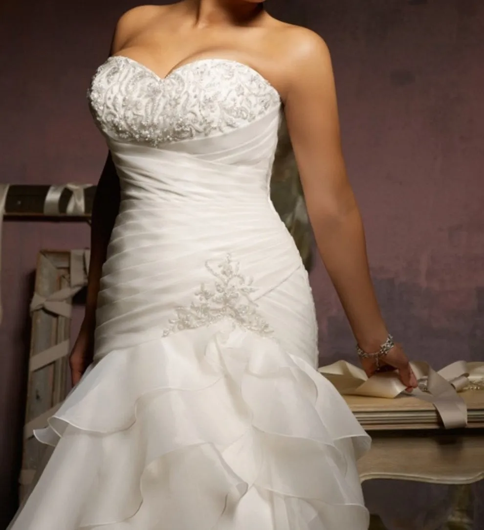 Ruffled Tiered organza plus size wedding dress at Bling Brides Bouquet online Bridal Store