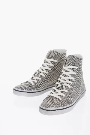 Saint Laurent High-Top MALIBU Sneakers With Houndstooth Print