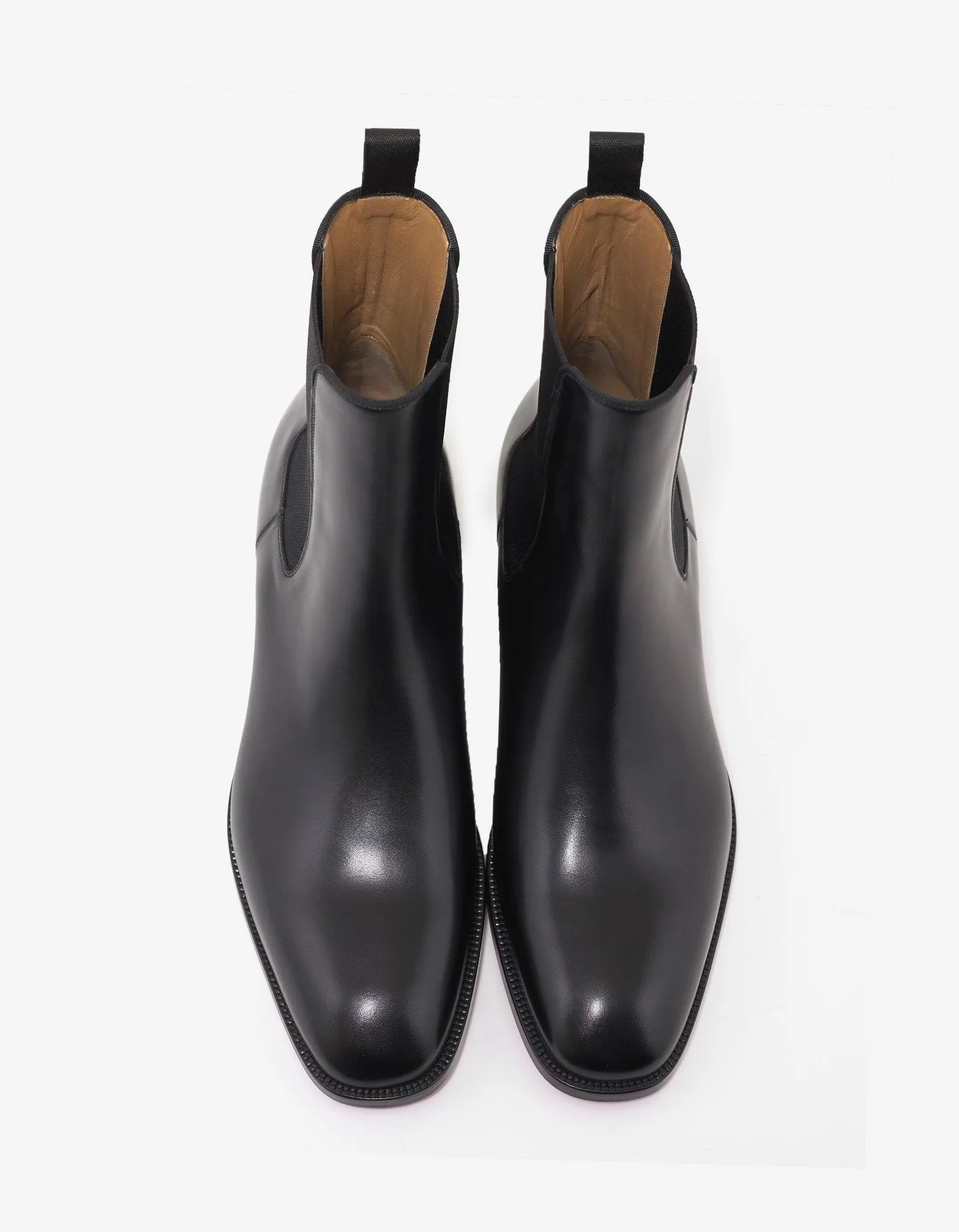 Samson Flat Black Leather Chelsea Boots -