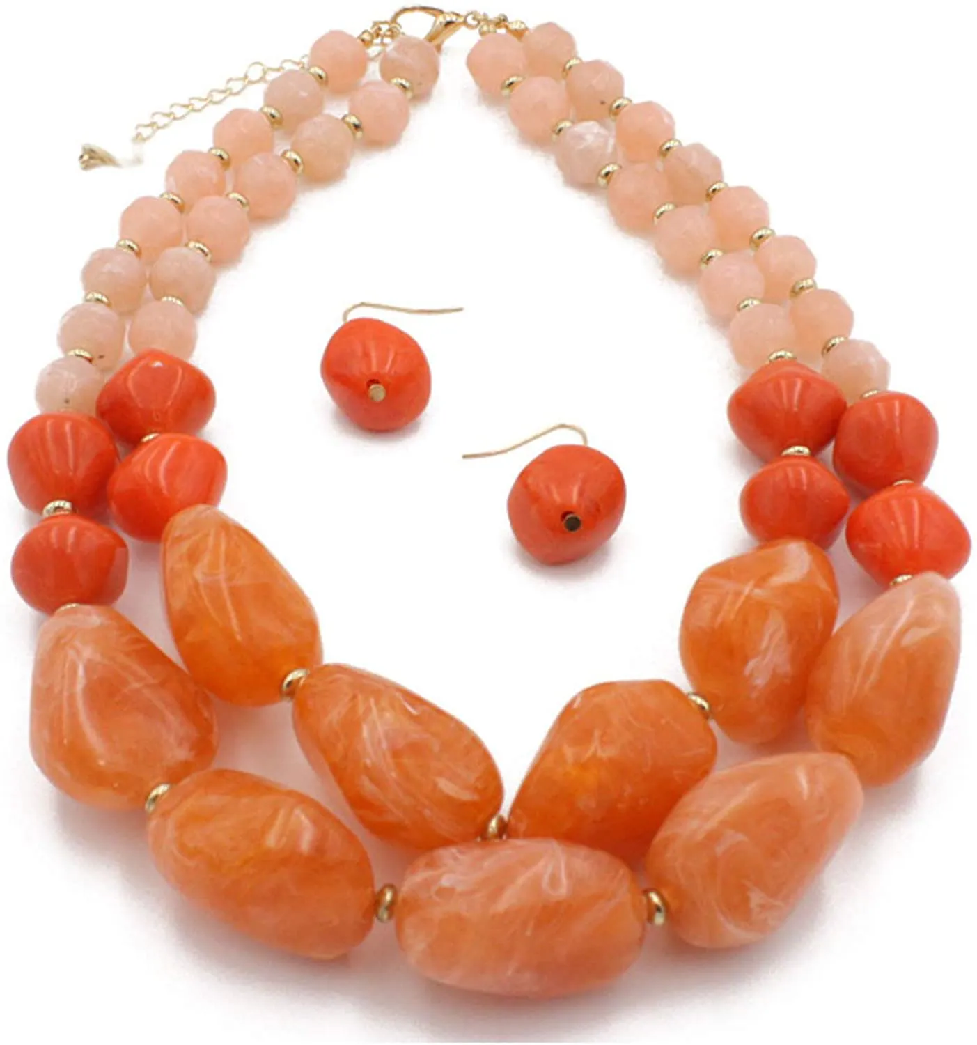 Shineland 2 Layer Jelly Colored Acrylic Handmade Statement Strand Chunky Beaded Fashion Jewelry