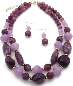 Shineland 2 Layer Jelly Colored Acrylic Handmade Statement Strand Chunky Beaded Fashion Jewelry