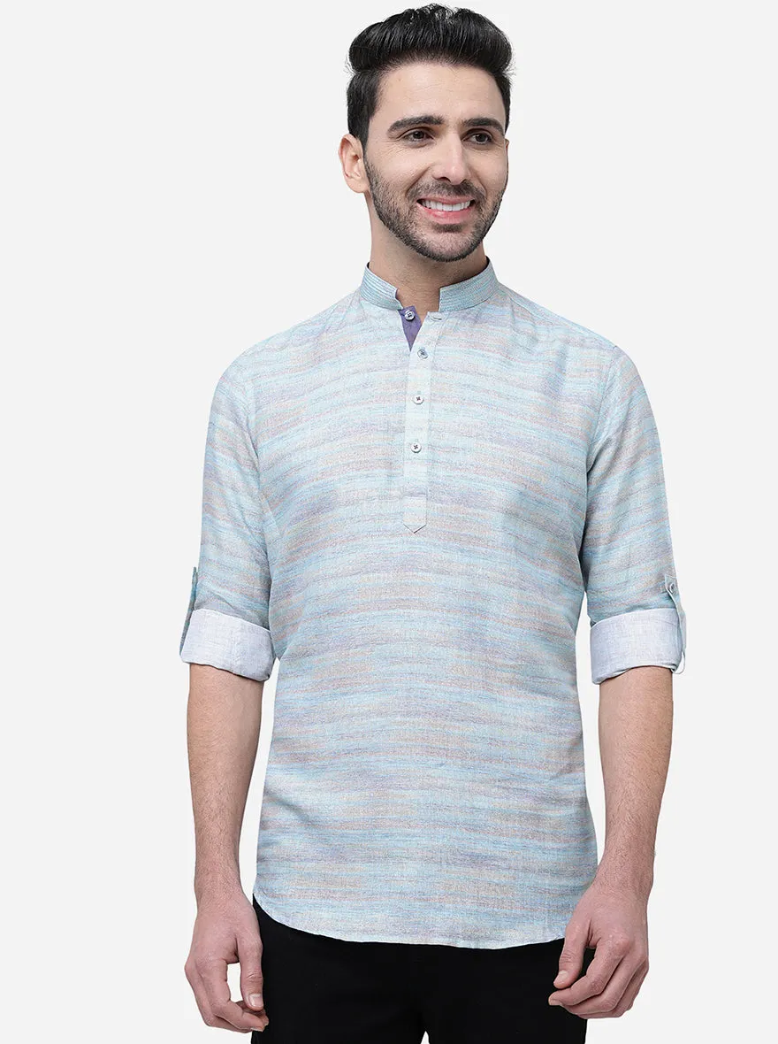 Sky Blue Solid Slim Fit Party Wear Kurta | JB Studio