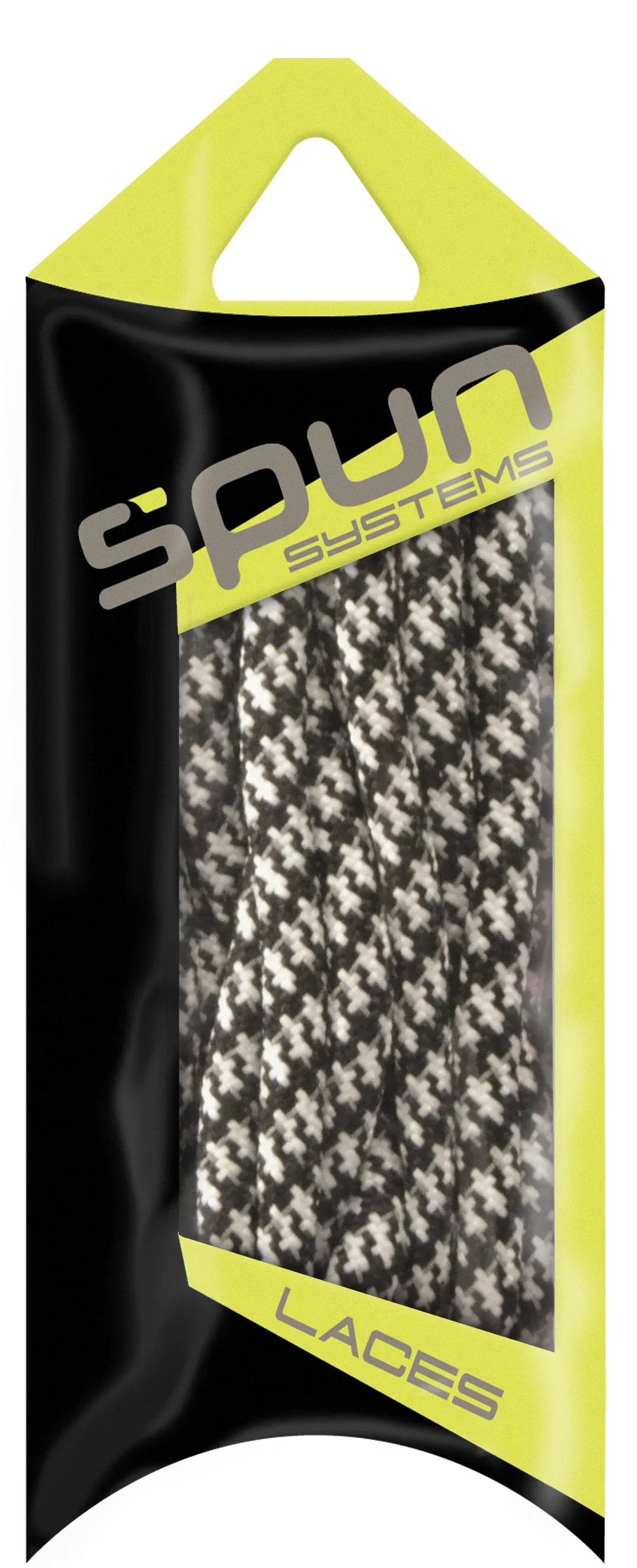 Spun™ Round Houndstooth ShoeLaces - Black & White with Reflective