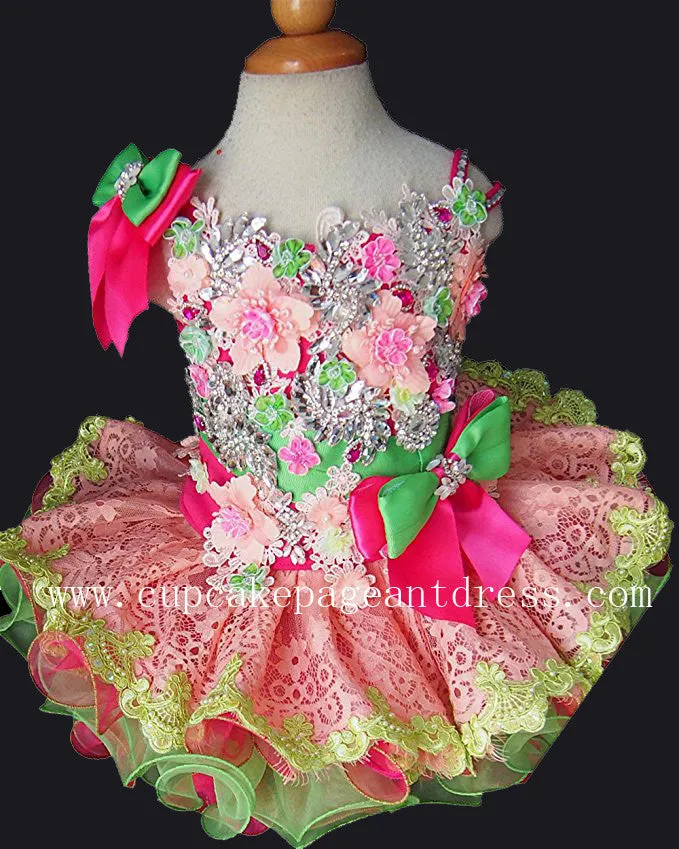 Stunning Beaded Lace Little Princess Nations Cupcake Pageant Dress