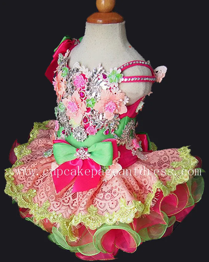 Stunning Beaded Lace Little Princess Nations Cupcake Pageant Dress