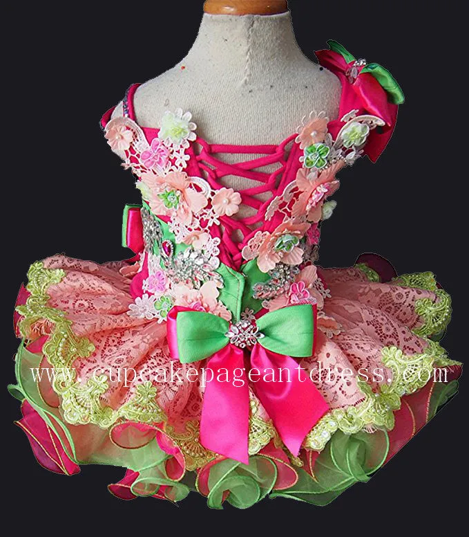 Stunning Beaded Lace Little Princess Nations Cupcake Pageant Dress