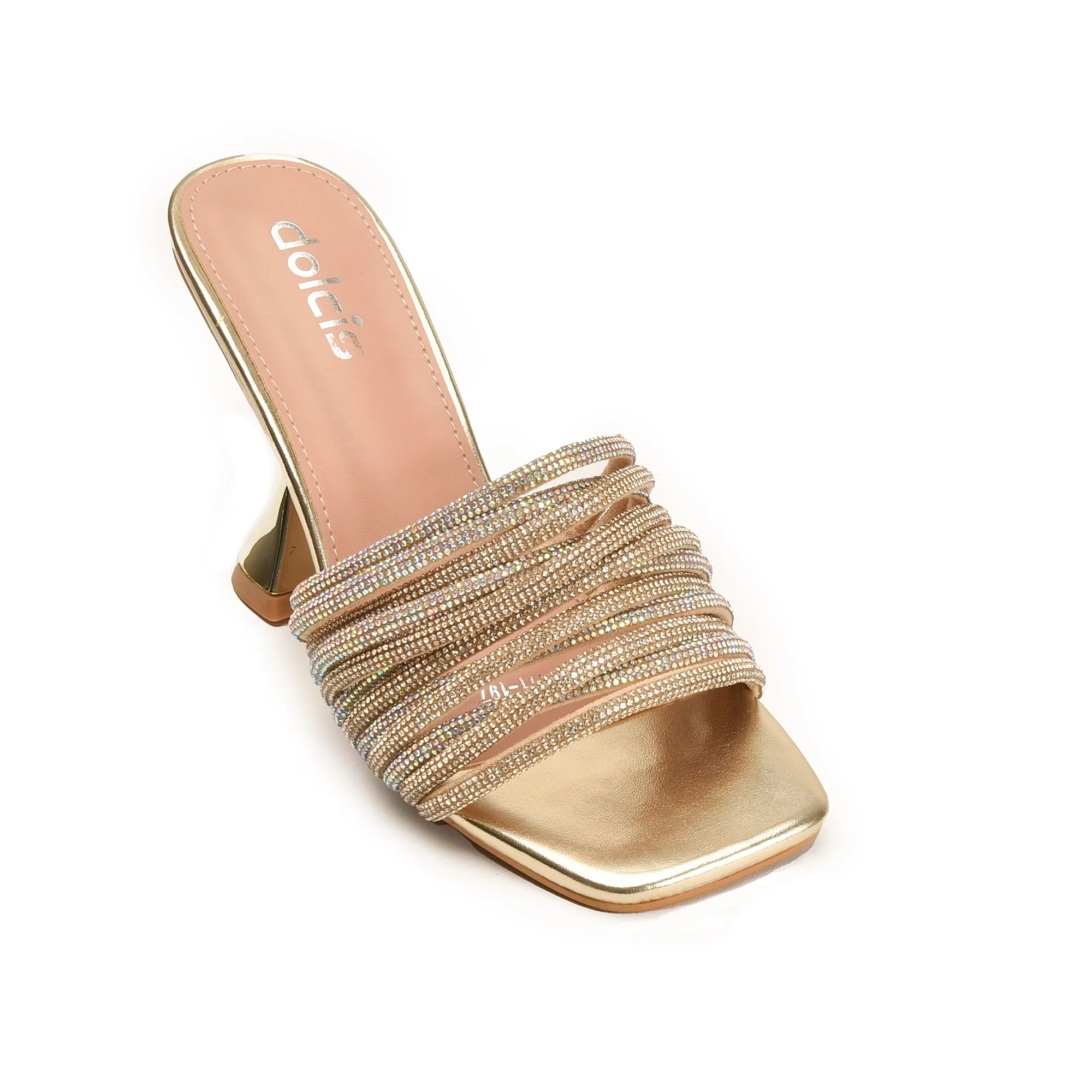 Stylish Gold Beaded High Heels | 577L-X