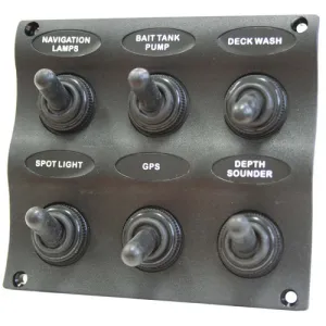 Switch Panel - Water Resistant - Wave Pattern Style - 6 Switches