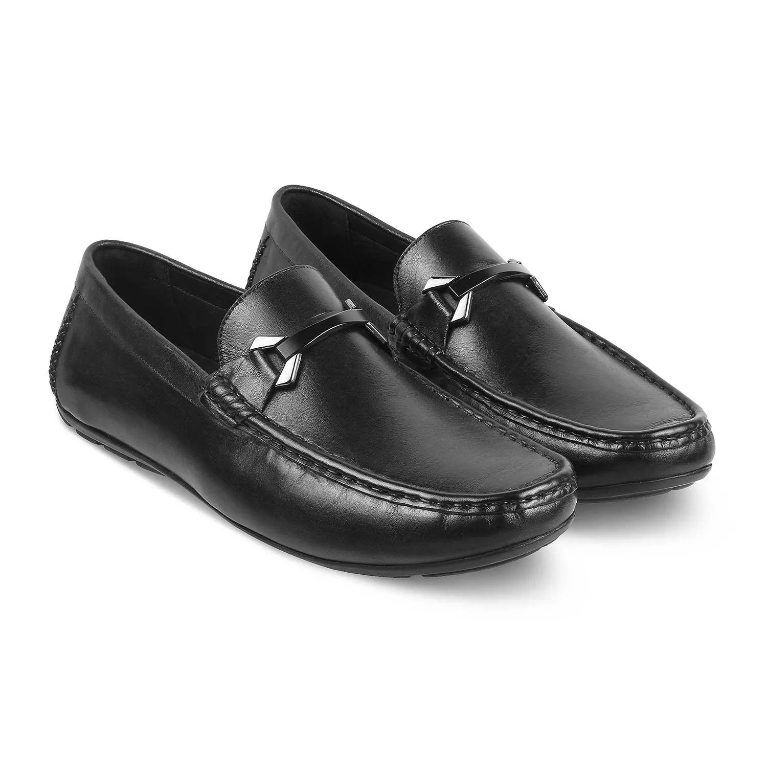 The Sobuck Black Men's Leather Driving Loafers Tresmode