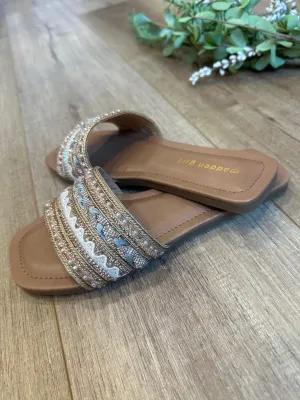 Threadd Beaded Slide Sandal (Madden Girl)