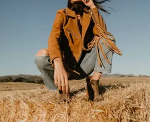 Urban Cowgirl Retro Biker Jacket In Caramel