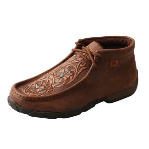 WDM0081 Twisted X Women’s Driving Moccasins – Brown/Tooled Flowers