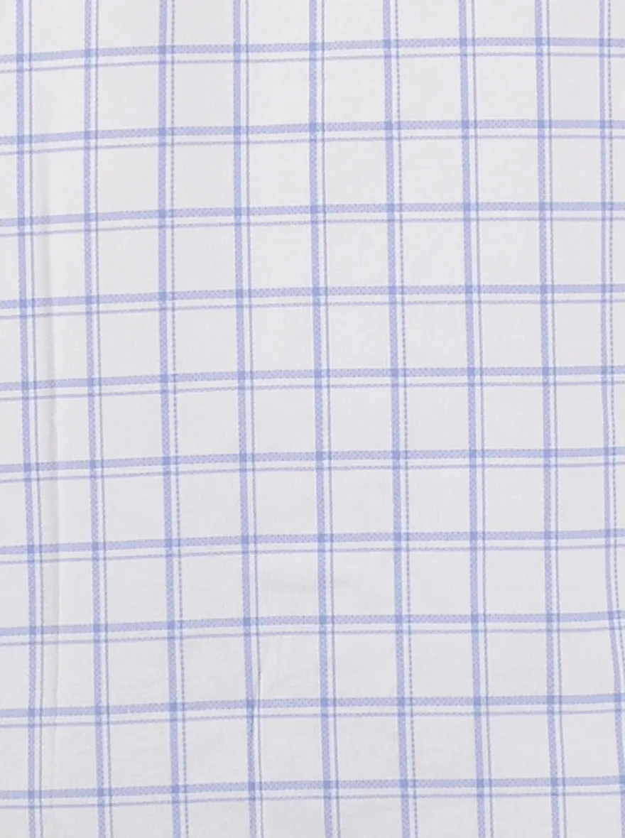 White and Blue Checked Slim Fit Casual Shirt | Greenfibre