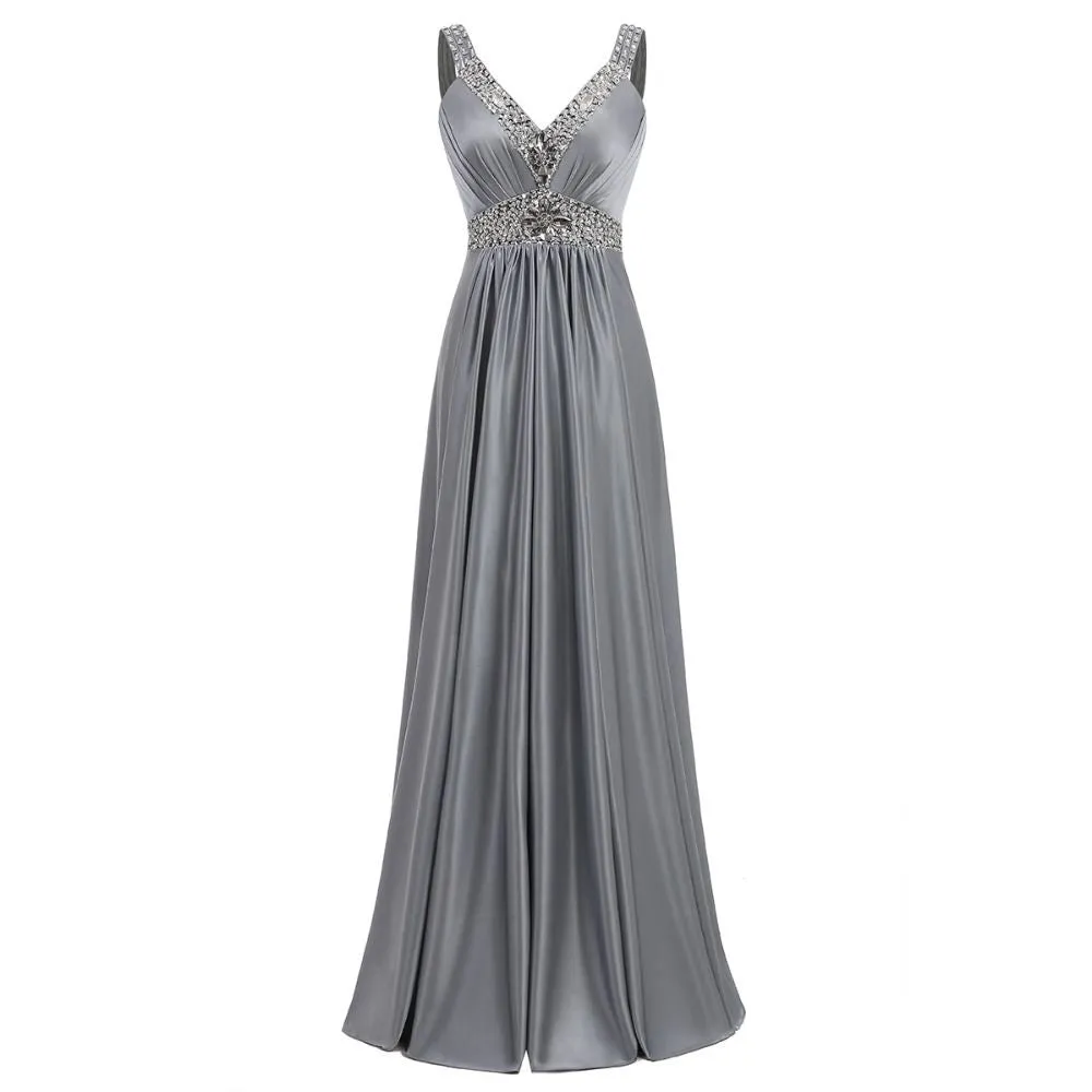 Women Beaded Event Dress Formal Long Wedding Bridesmaid Dress