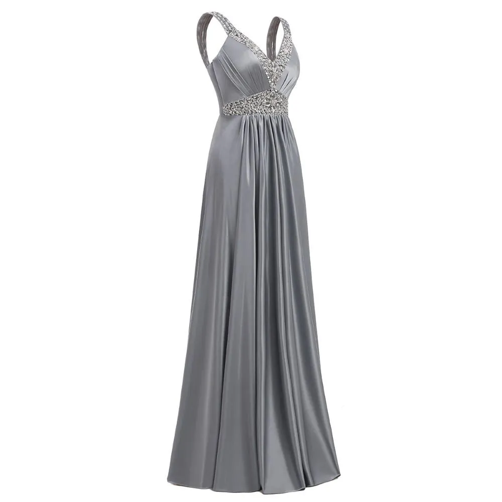 Women Beaded Event Dress Formal Long Wedding Bridesmaid Dress