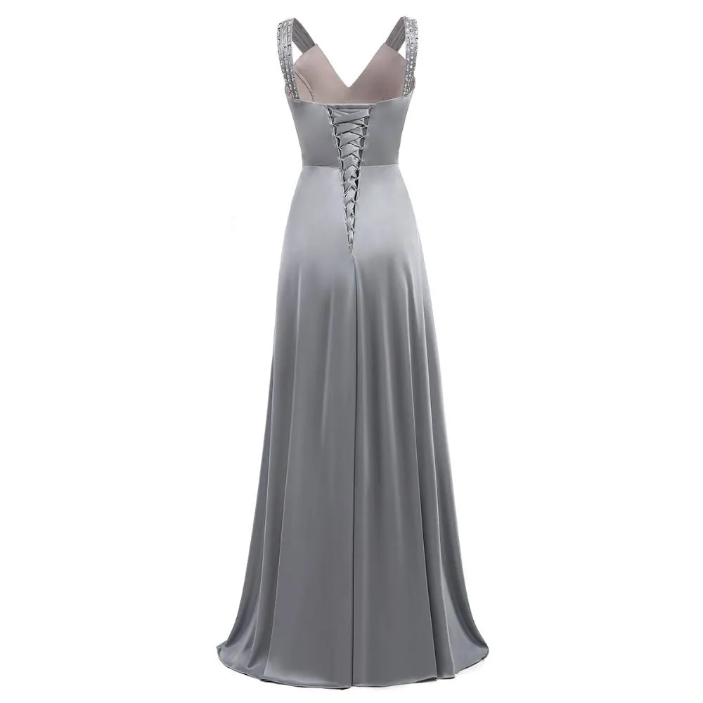 Women Beaded Event Dress Formal Long Wedding Bridesmaid Dress