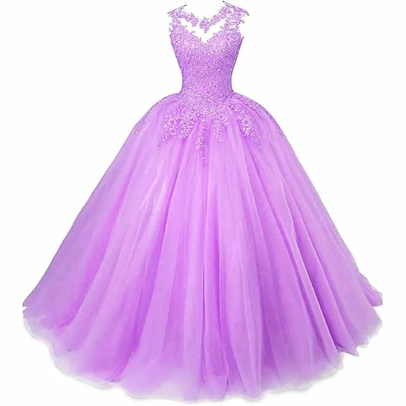 Women Beaded Lace Quinceanera Dresses Sweet 16 Appliques Prom Ball Gown