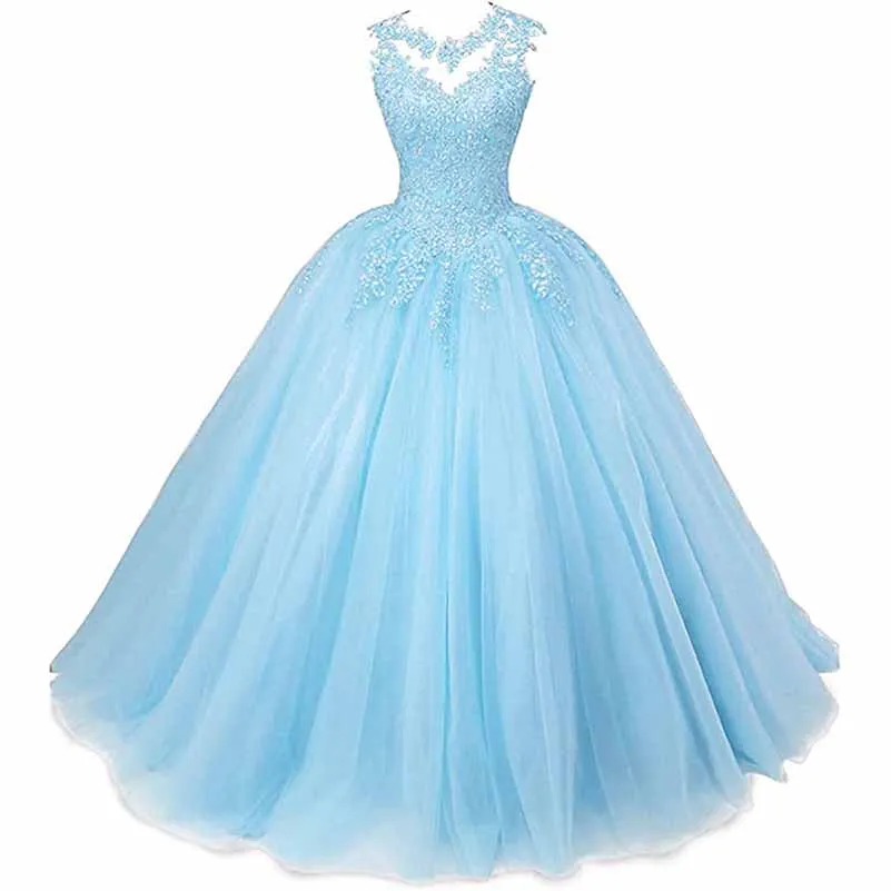 Women Beaded Lace Quinceanera Dresses Sweet 16 Appliques Prom Ball Gown