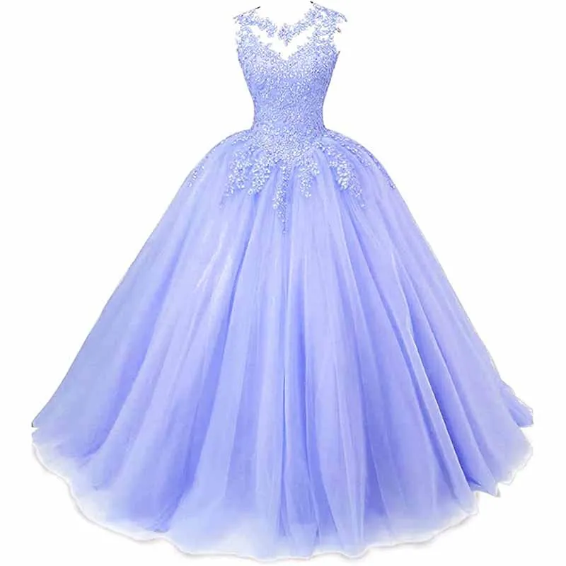 Women Beaded Lace Quinceanera Dresses Sweet 16 Appliques Prom Ball Gown