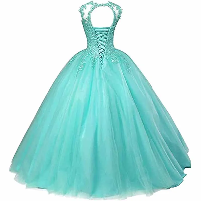 Women Beaded Lace Quinceanera Dresses Sweet 16 Appliques Prom Ball Gown