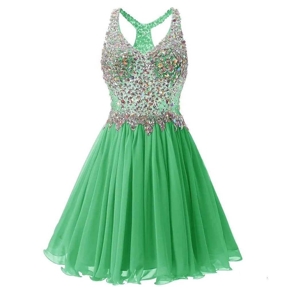 Women's Beaded Prom Dresses Short Bridesmaid Homecoming Dress