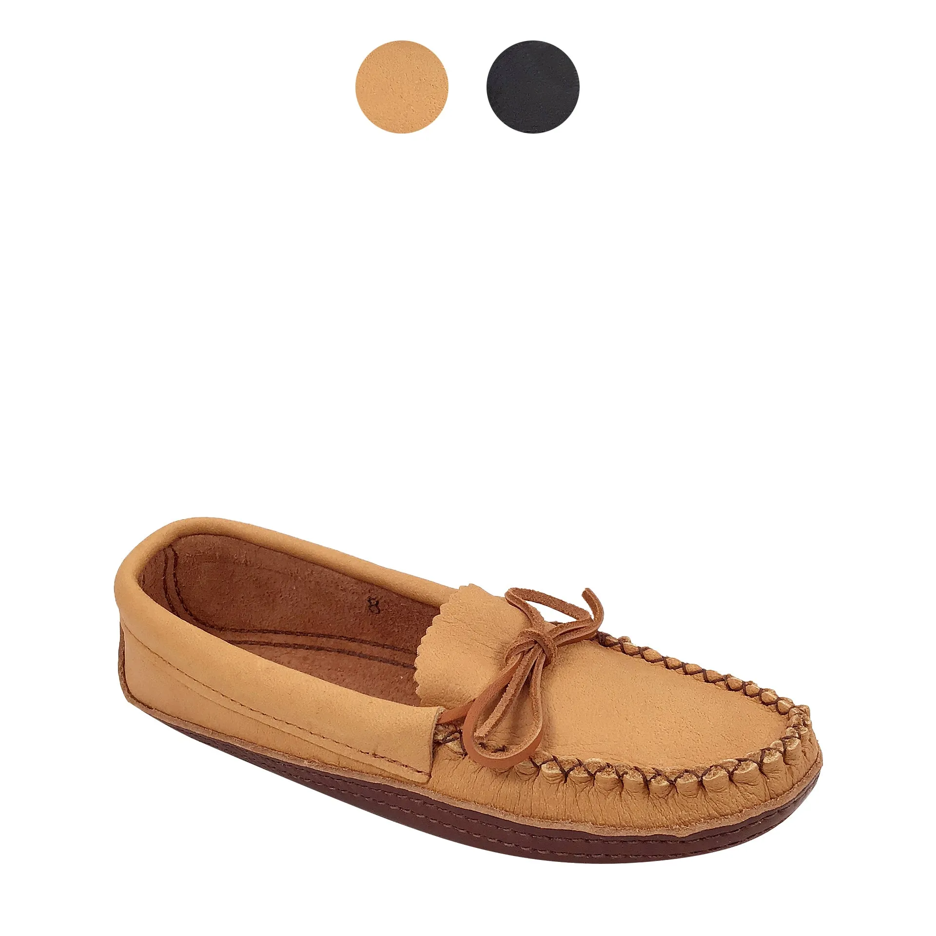 Women's Earthing Moccasins Moosehide with Oil Tan for Earthing BB495L