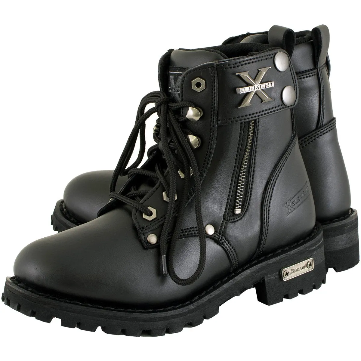 Xelement 2505 Women's Righteous Black Leather Zippered Motorcycle Boots