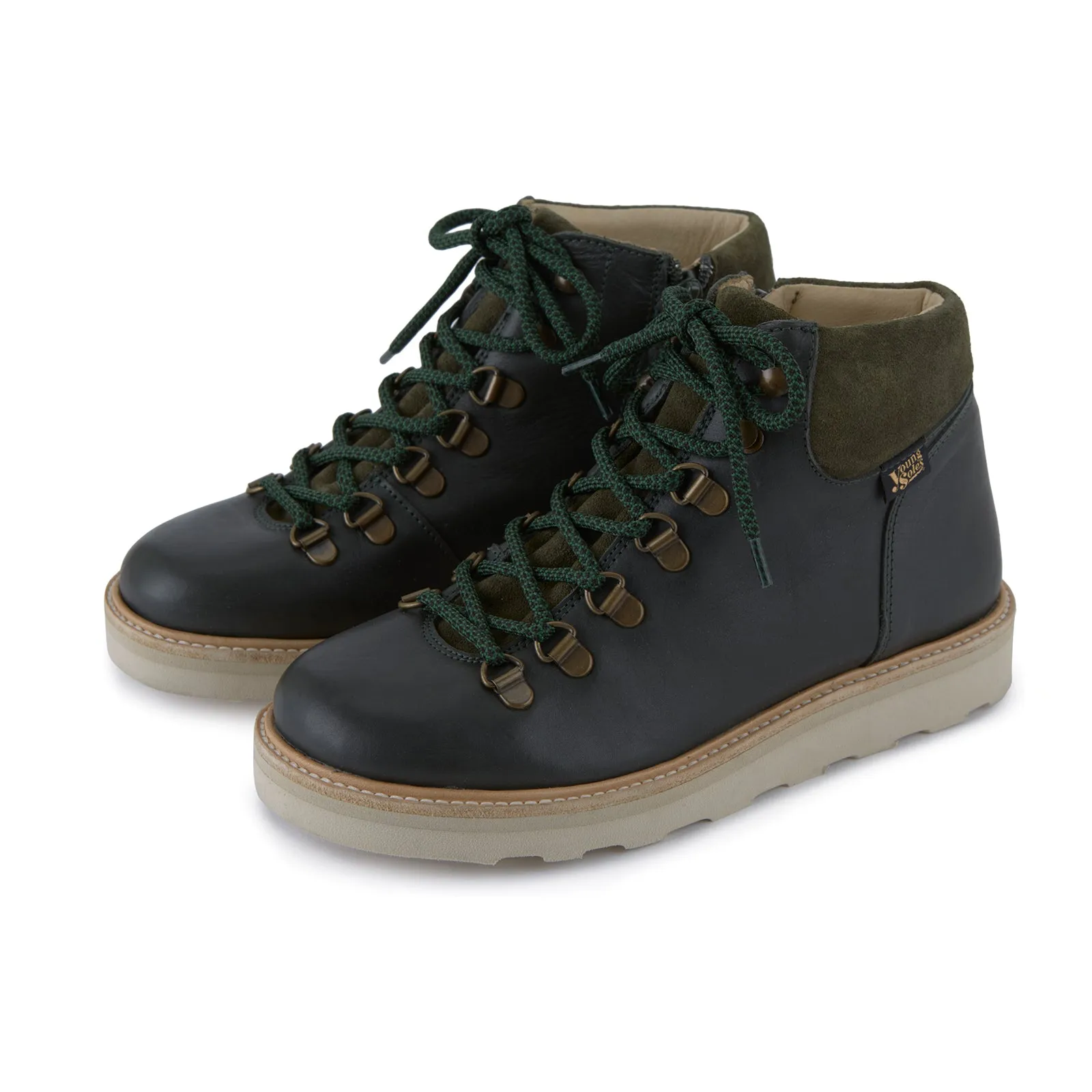 Young Soles Eddie Hiking Hunter Green Leather Boots